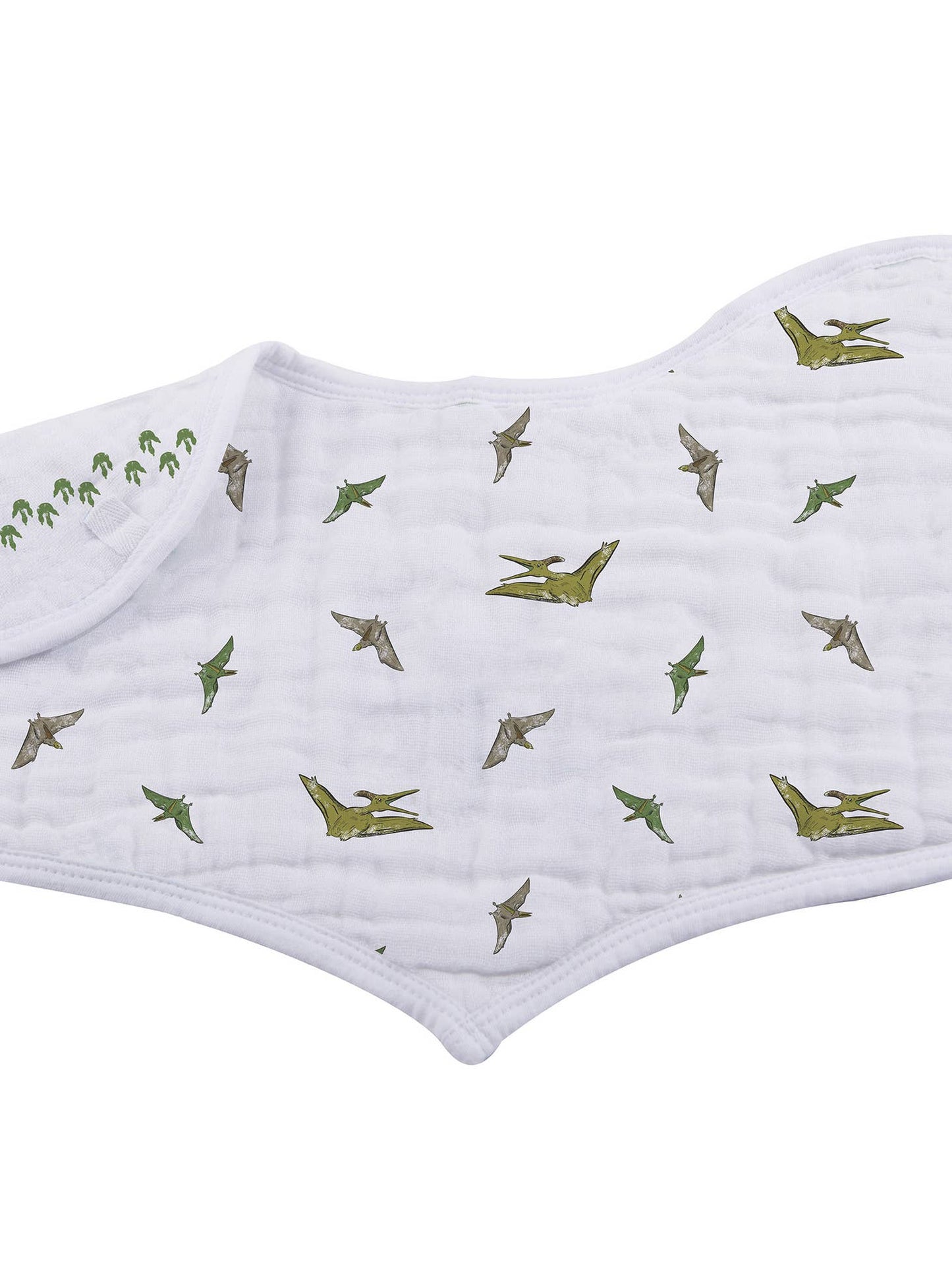 Newcastle Classics Organic Cotton Bamboo Muslin Heart White Bibs - Dino