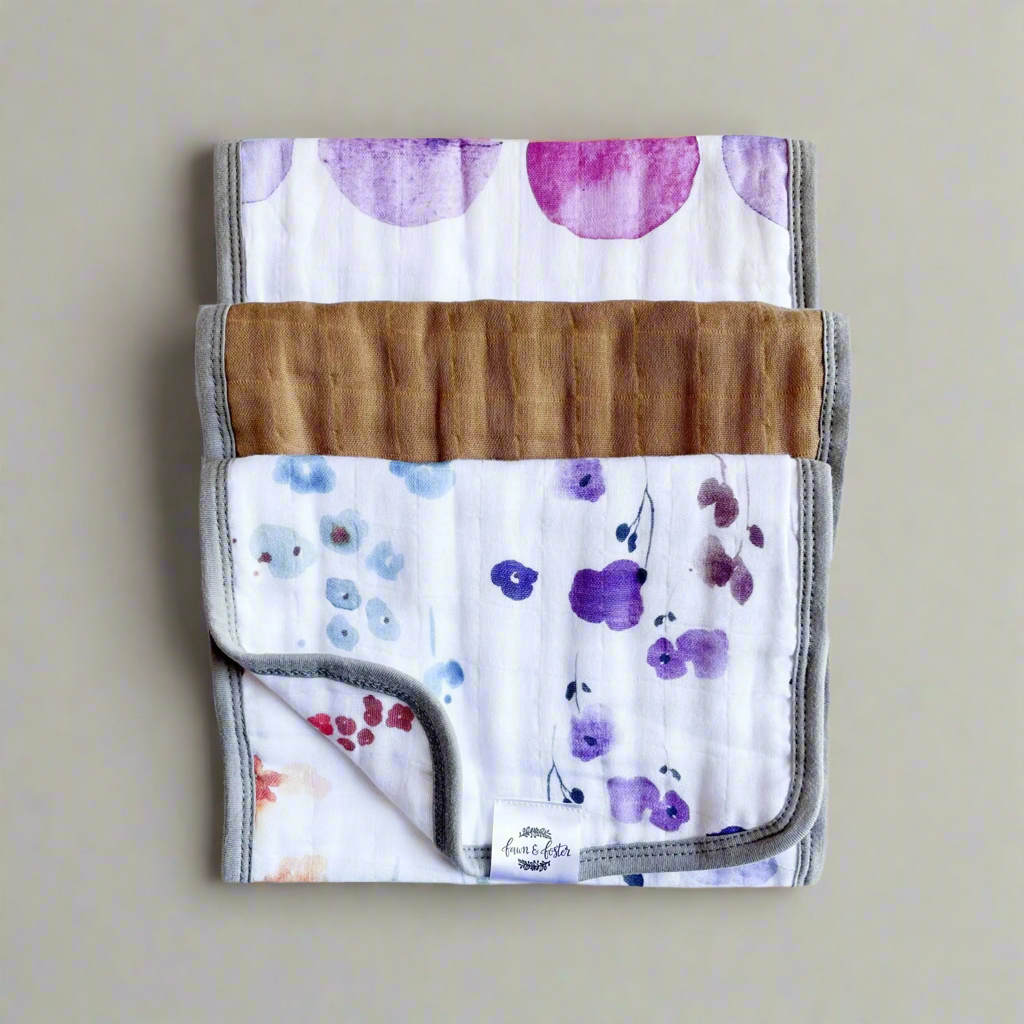 Organic Premium Burp Cloths - Violet