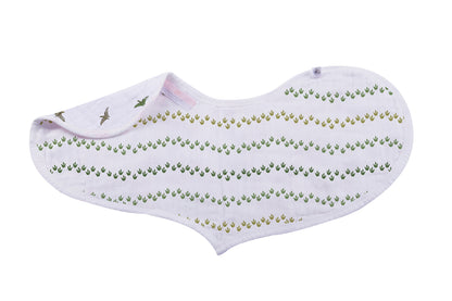 Newcastle Classics Organic Cotton Bamboo Muslin Heart White Bibs - Dino