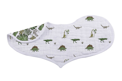 Newcastle Classics Organic Cotton Bamboo Muslin Heart White Bibs - Dino